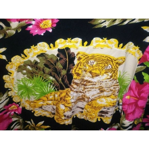 TIGER print Top pullover stretch embellished Colorful Haband VTG long sleeve - Picture 9 of 10